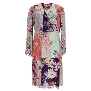 Etro Floral Print V-neck Dress In Blue Viscose
